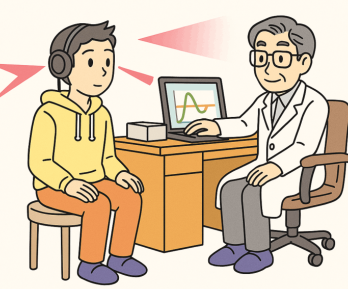 最新メタトロン機器による健康チェックのイメージ（大阪 先生と患者）